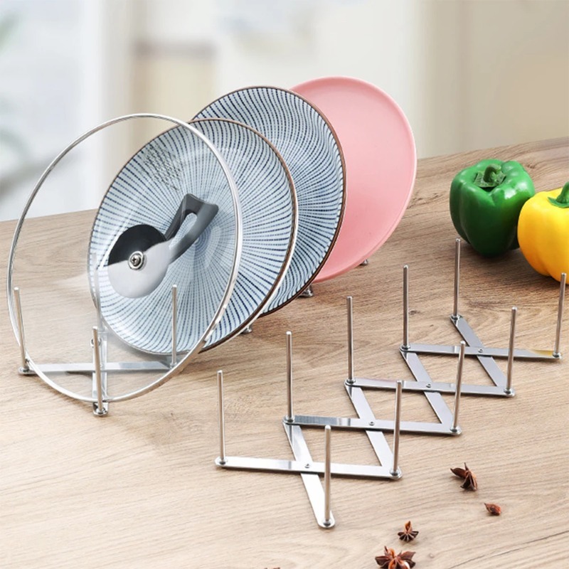 Server Rack Shelf - Foldable Stainless Steel Pot Lid Organizer