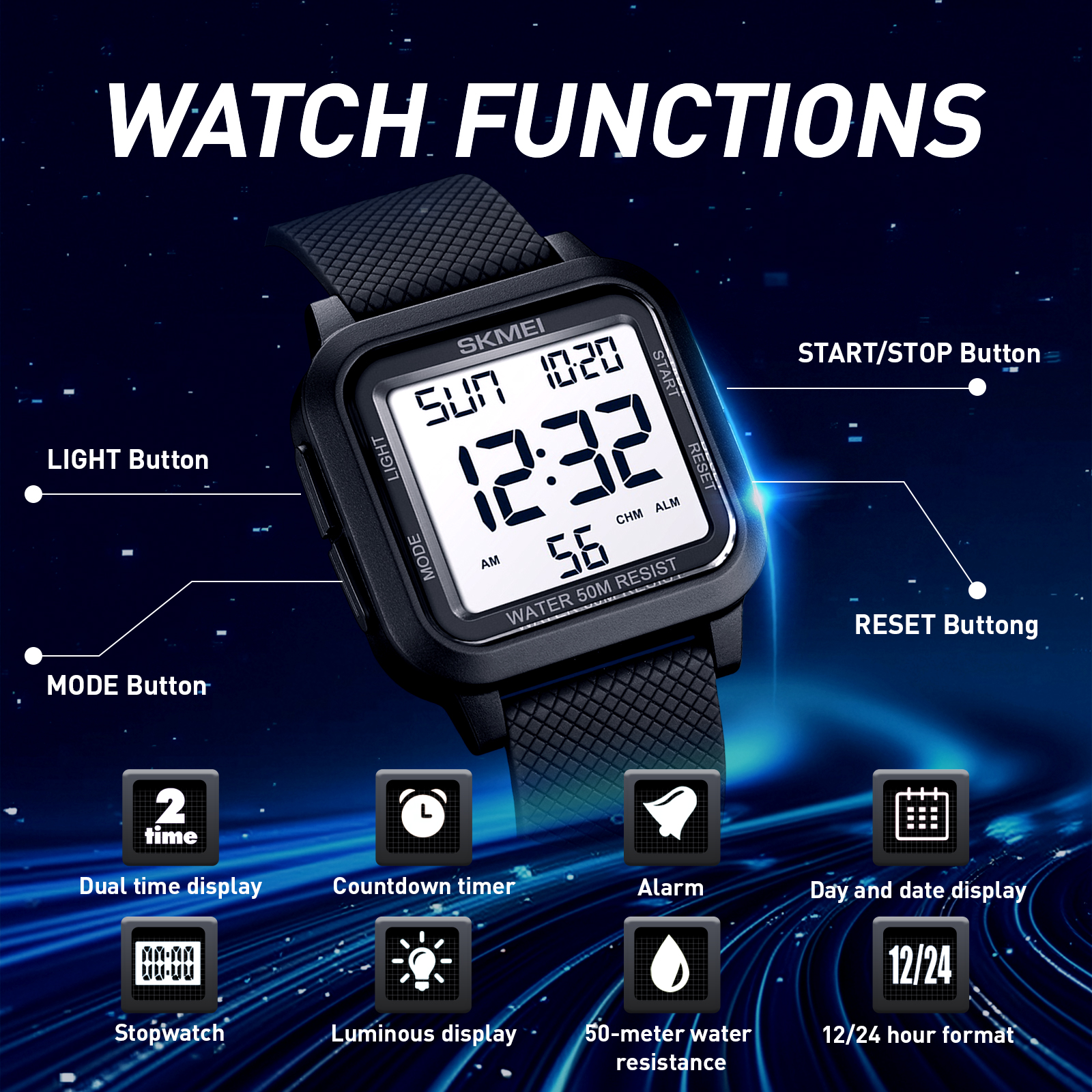 SKMEI 1894 Electric Wristwatch - مراجعة Digital Timer Countdown وسعره
