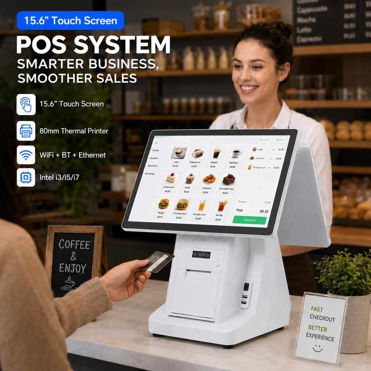 15.6 inch Windows POS System i - مراجعة Pos Terminal Android وسعره