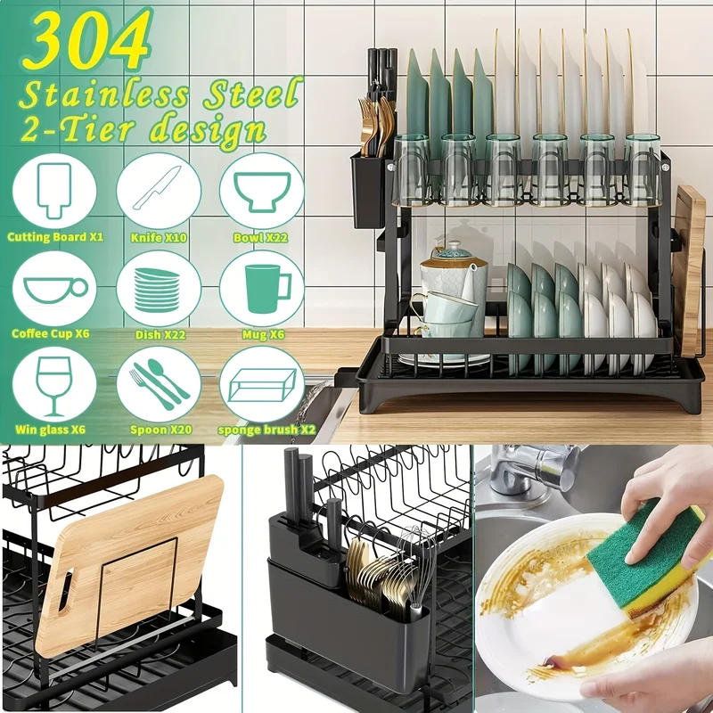 2-Tier Kitchen Shelf Dish Rack - مراجعة Server Rack Shelf وسعره