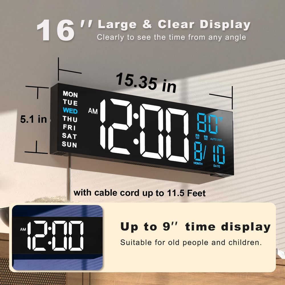 16 Digital Wall Clock with Cou - مراجعة Digital Timer Countdown وسعره